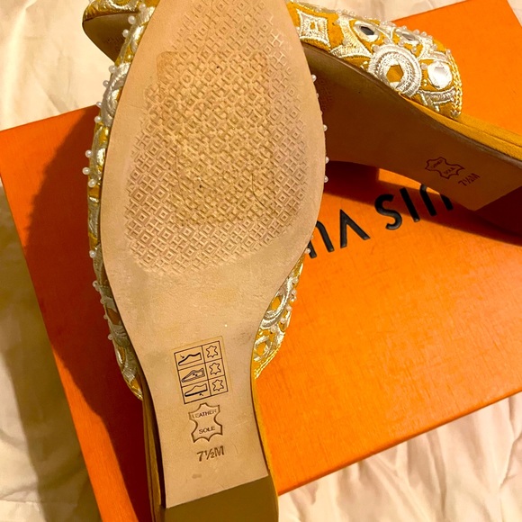 NWOB Tory Burch Elora Yellow Slide in Metallic - Picture 7 of 11